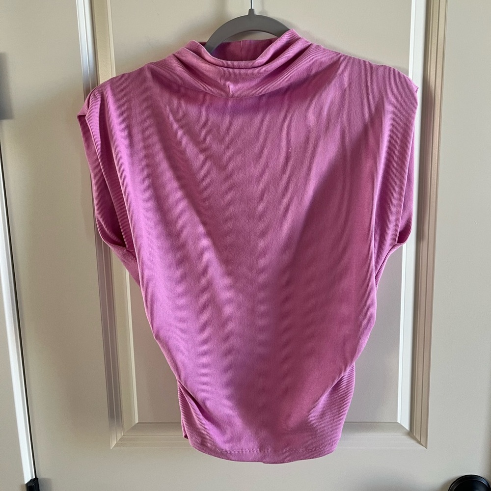 Michael Stars Pink Ribbed Cowl Neck Top